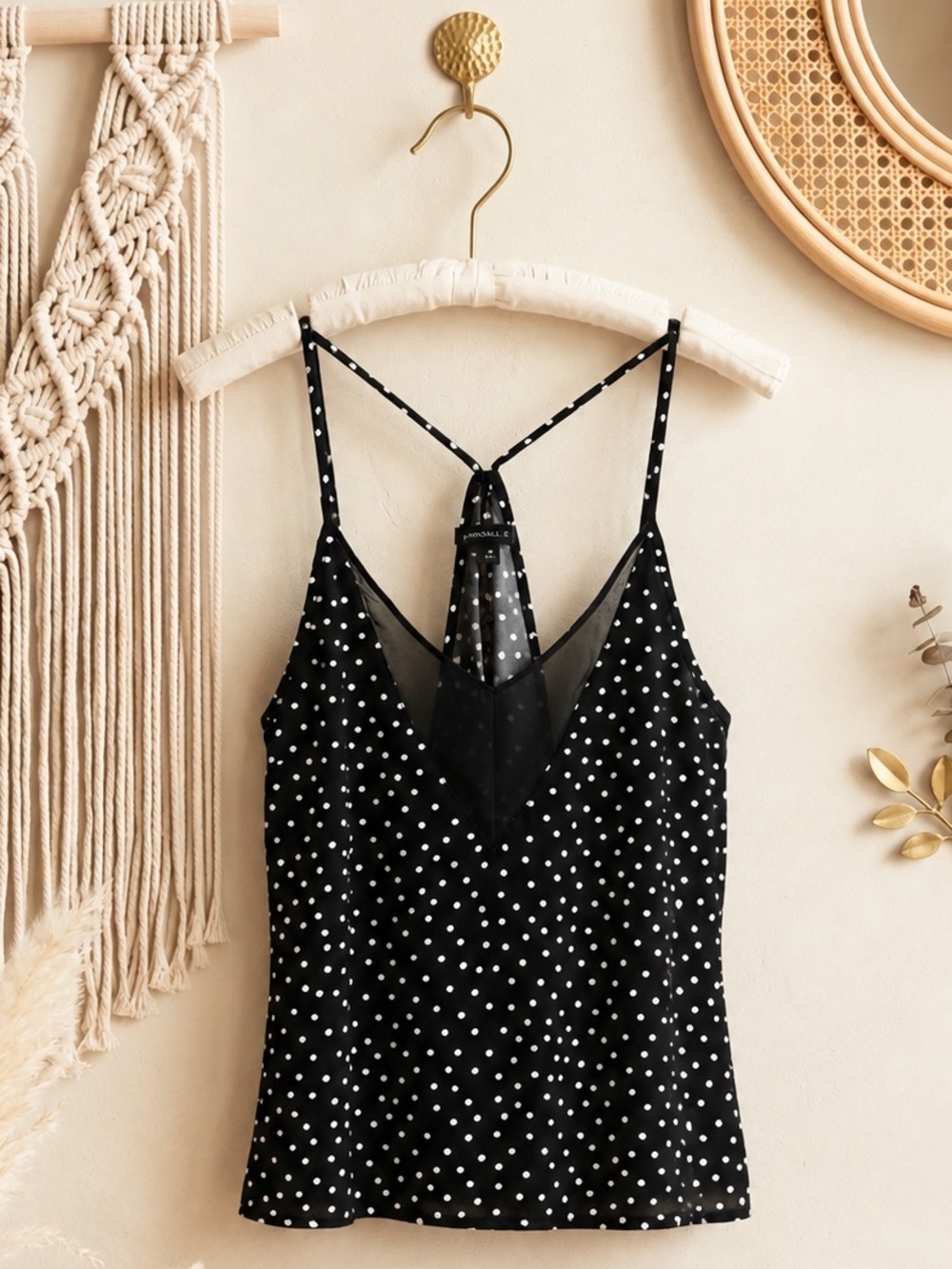 Kendall & Kylie Black and White Polka Dot Tank Top